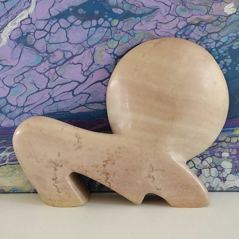 MCM Hand Carved Soapstone Lion Sculpture